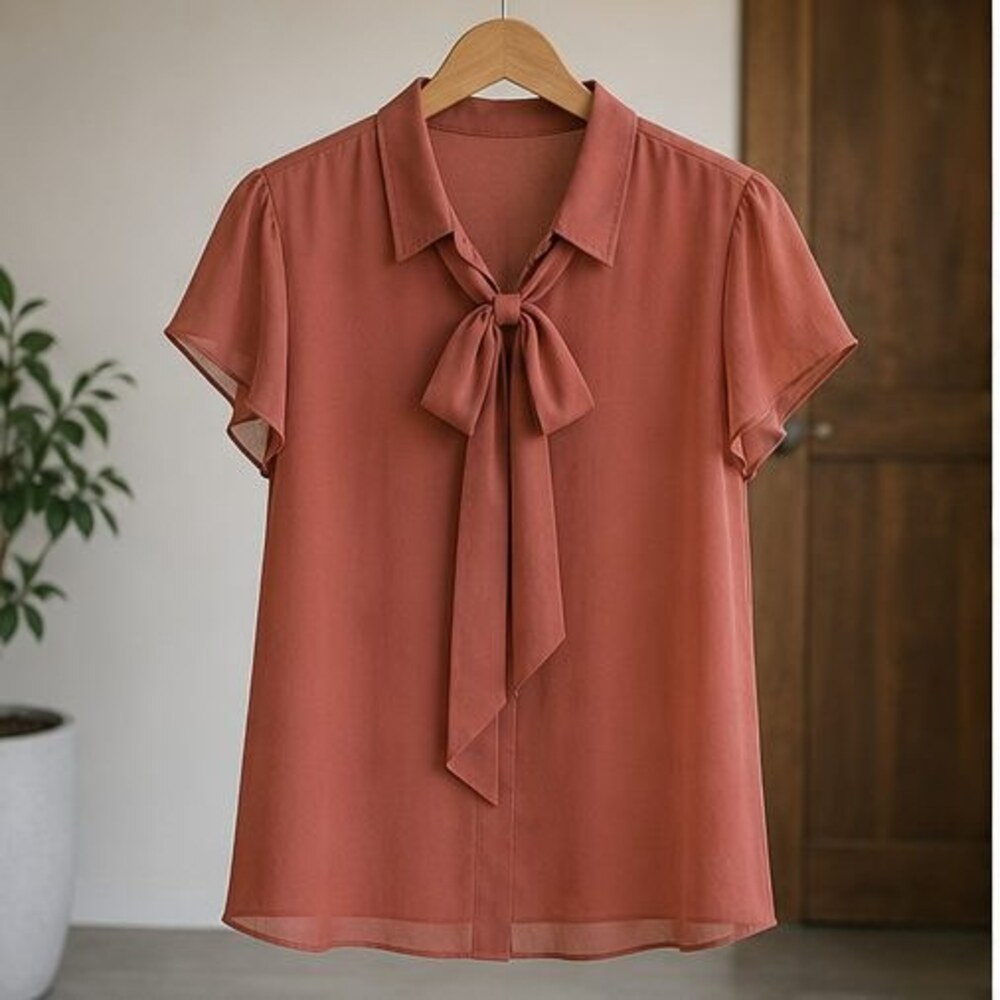 Sand Tie Neck Blouse